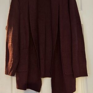 Rachel Zoe Rich Burgundy Open-Front Cardigan